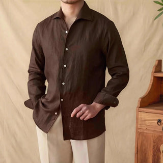 Chemise élégante en lin à manches longues