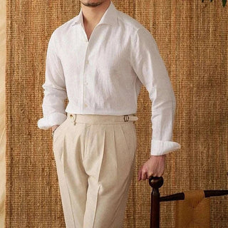 Chemise élégante en lin à manches longues
