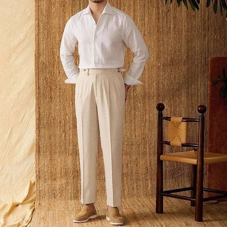 Chemise élégante en lin à manches longues