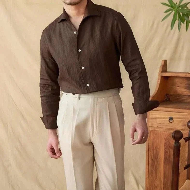 Chemise élégante en lin à manches longues