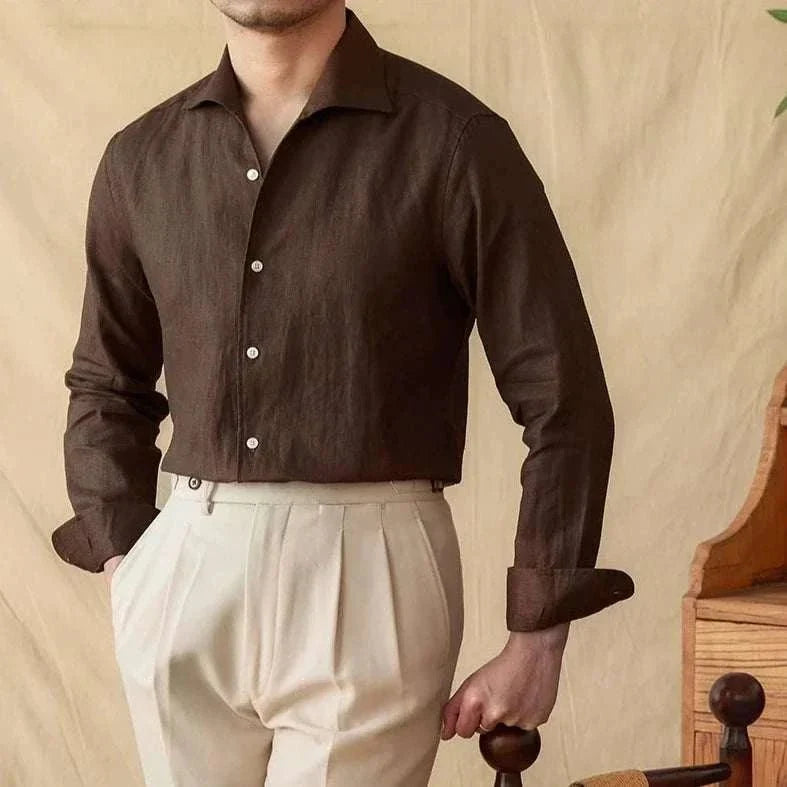 Chemise élégante en lin à manches longues