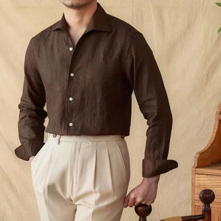 Chemise élégante en lin à manches longues