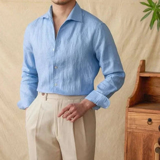 Chemise élégante en lin à manches longues