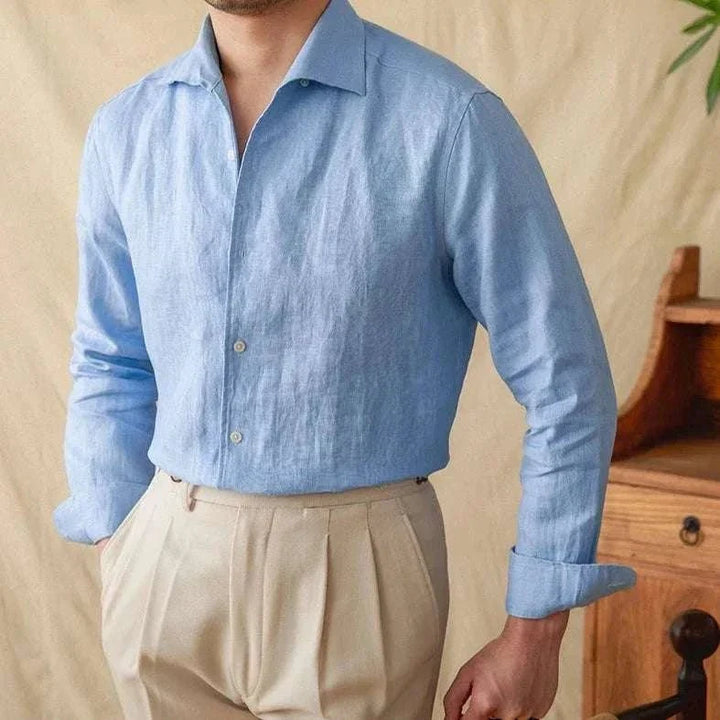 Chemise élégante en lin à manches longues