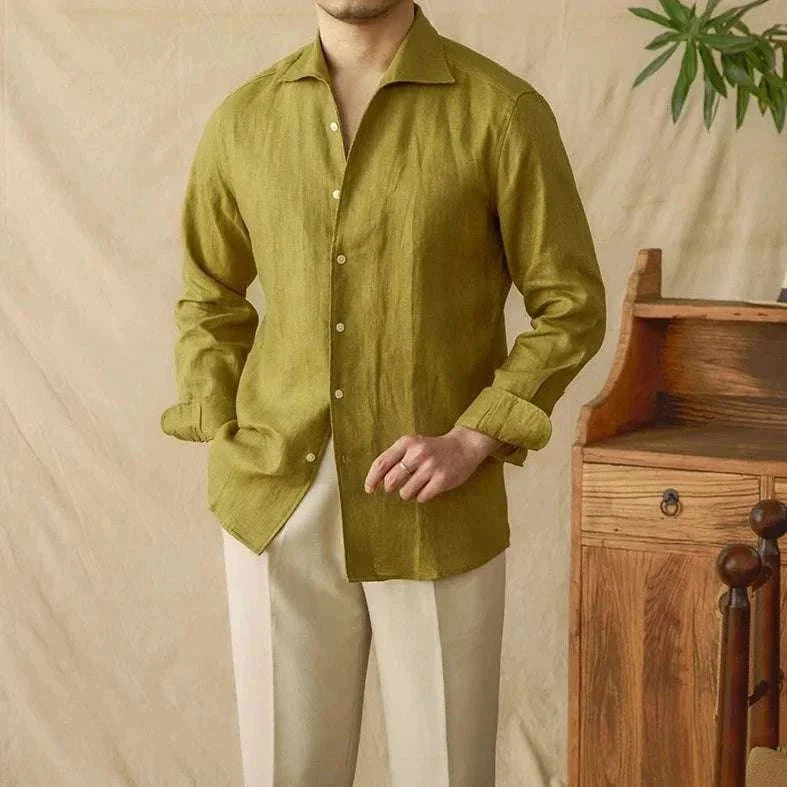 Chemise élégante en lin à manches longues