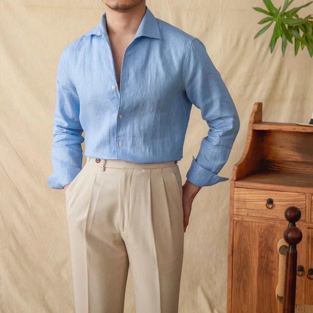 Chemise élégante en lin à manches longues