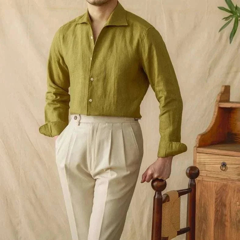Chemise élégante en lin à manches longues