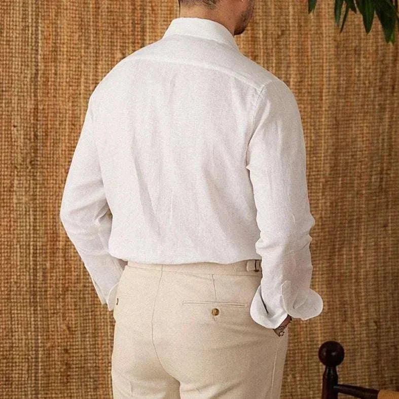 Chemise élégante en lin à manches longues