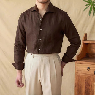 Chemise élégante en lin à manches longues
