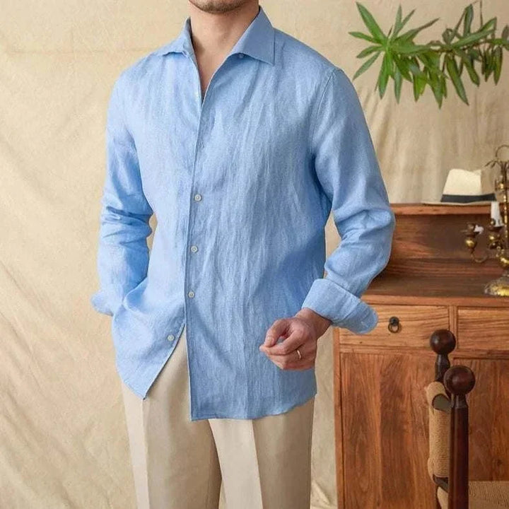 Chemise élégante en lin à manches longues
