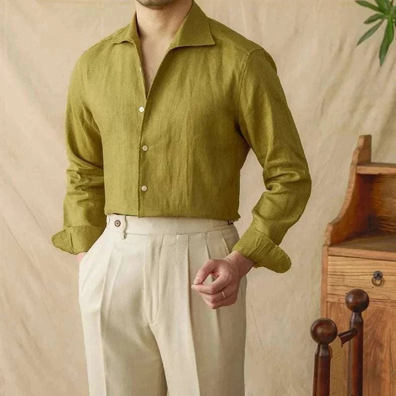 Chemise élégante en lin à manches longues