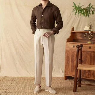 Chemise élégante en lin à manches longues