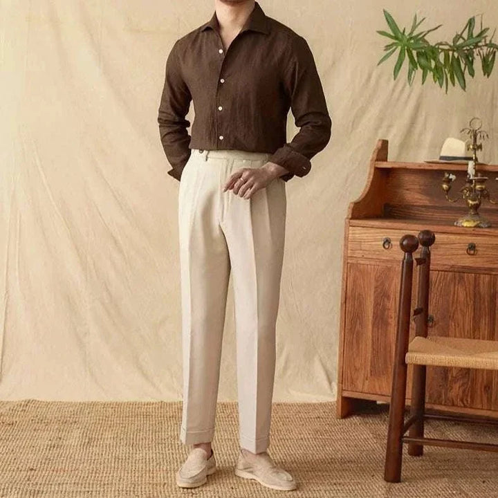 Chemise élégante en lin à manches longues