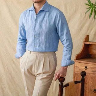 Chemise élégante en lin à manches longues