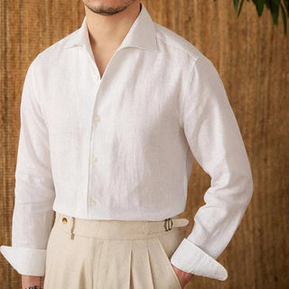 Chemise élégante en lin à manches longues
