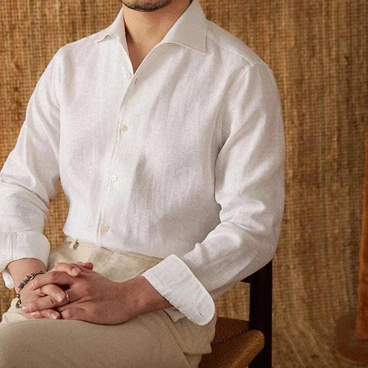 Chemise élégante en lin à manches longues