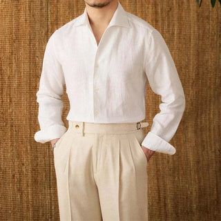 Chemise élégante en lin à manches longues