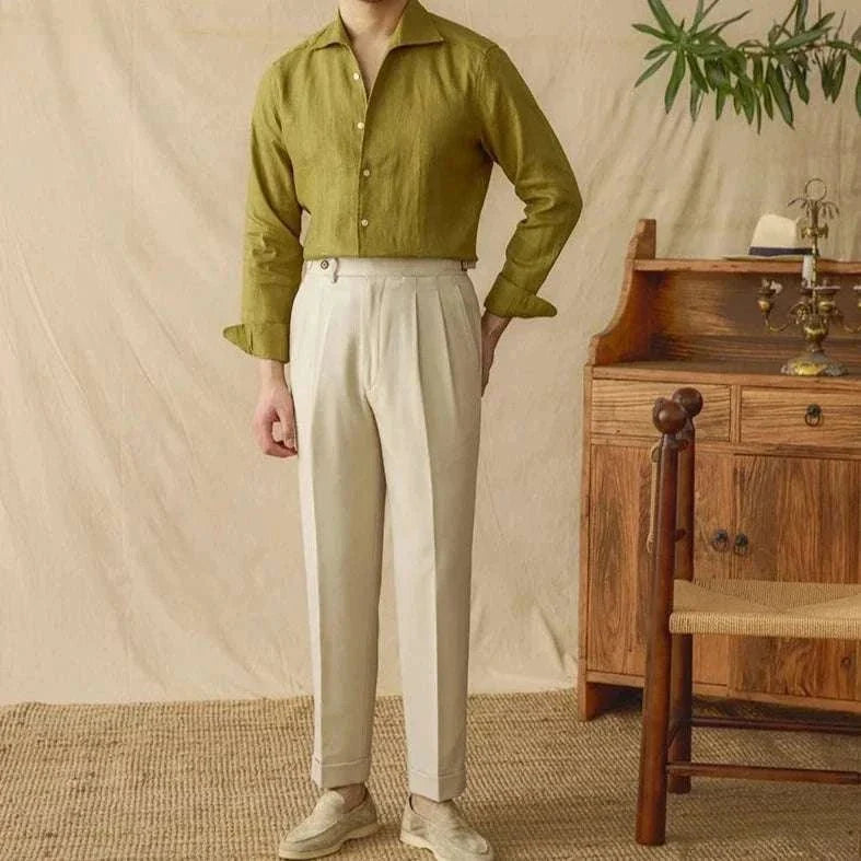 Chemise élégante en lin à manches longues