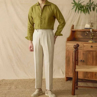 Chemise élégante en lin à manches longues