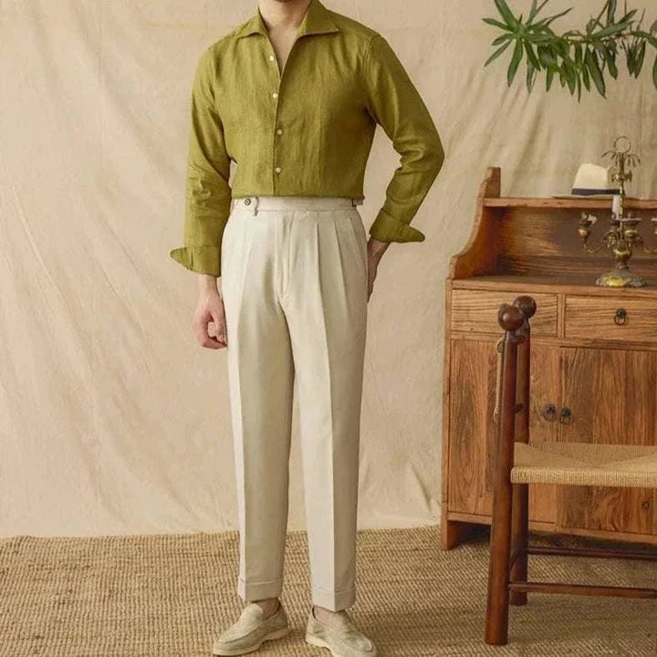 Chemise élégante en lin à manches longues