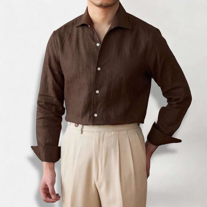 Chemise élégante en lin à manches longues