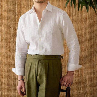 Chemise respirante pour homme en lin à manches longues
