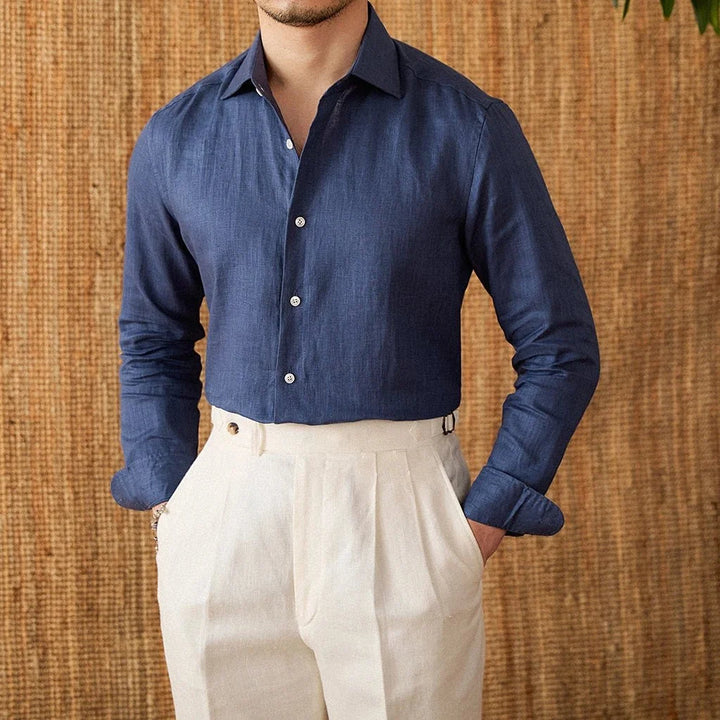 Chemise respirante pour homme en lin à manches longues