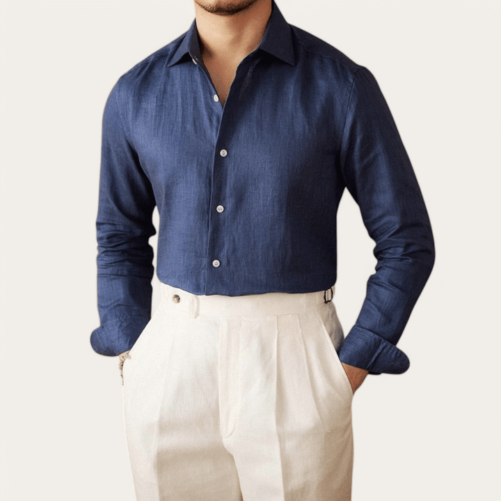Chemise respirante pour homme en lin à manches longues