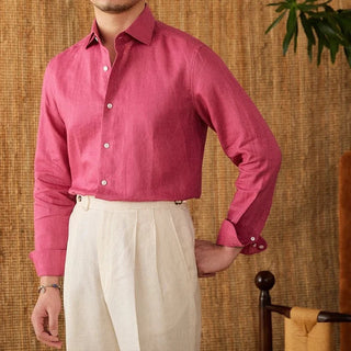 Chemise respirante pour homme en lin à manches longues