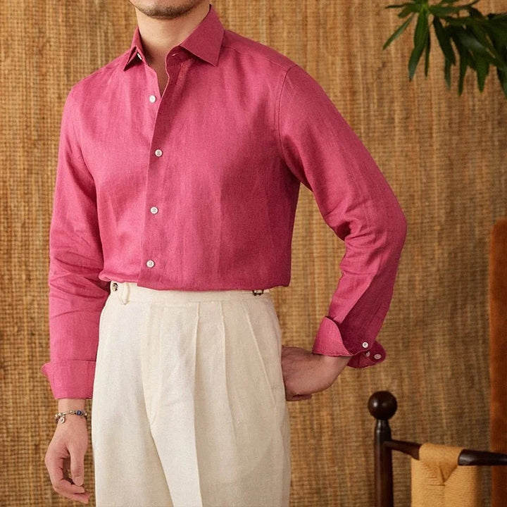 Chemise respirante pour homme en lin à manches longues
