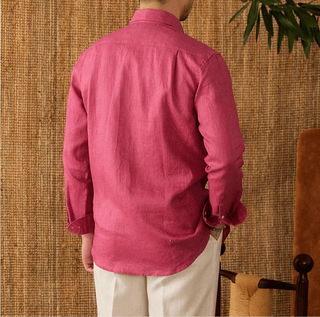 Chemise respirante pour homme en lin à manches longues