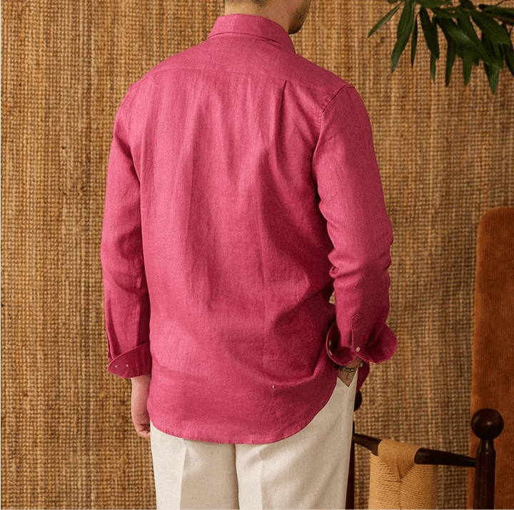 Chemise respirante pour homme en lin à manches longues