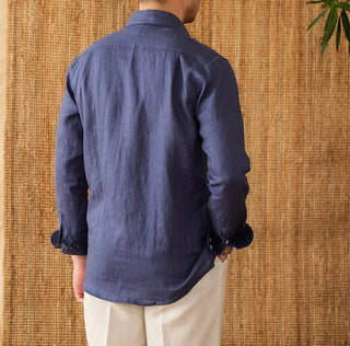 Chemise respirante pour homme en lin à manches longues