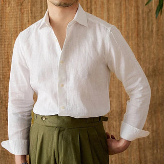 Chemise respirante pour homme en lin à manches longues