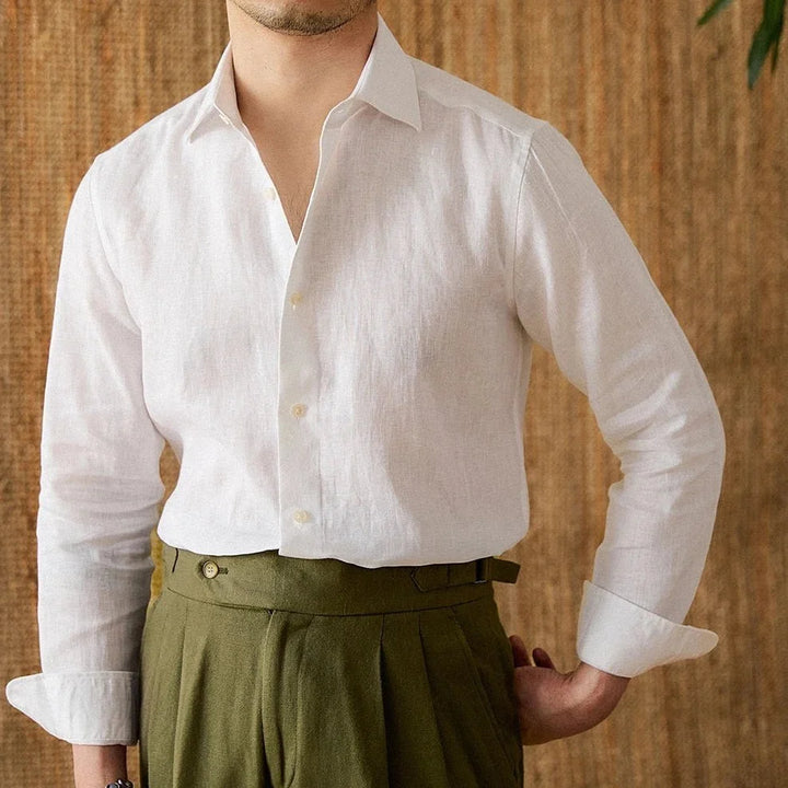 Chemise respirante pour homme en lin à manches longues