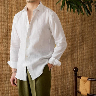 Chemise respirante pour homme en lin à manches longues