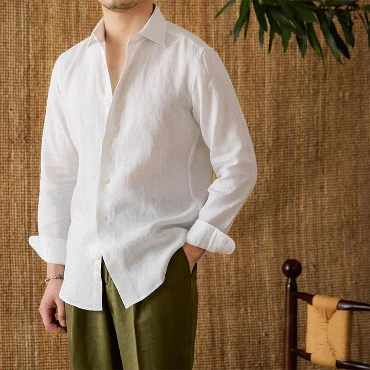 Chemise respirante pour homme en lin à manches longues