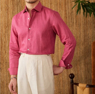 Chemise respirante pour homme en lin à manches longues