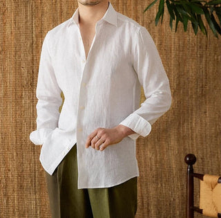 Chemise respirante pour homme en lin à manches longues