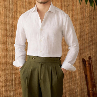 Chemise respirante pour homme en lin à manches longues
