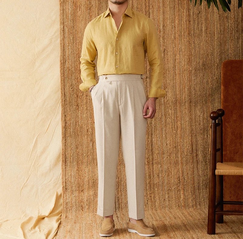 Chemise respirante pour homme en lin à manches longues
