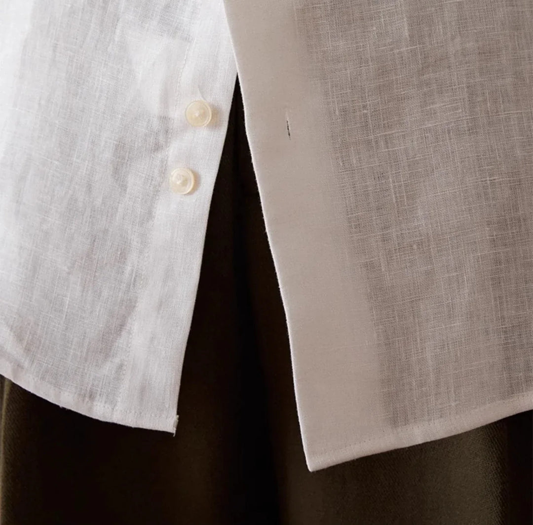Chemise respirante pour homme en lin à manches longues