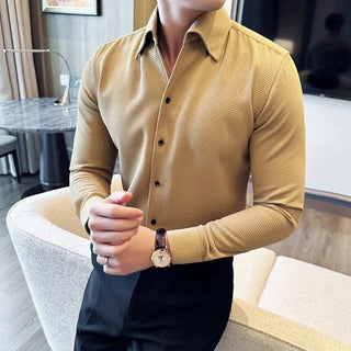 Chemise en coton à manches longues, style chic décontracté