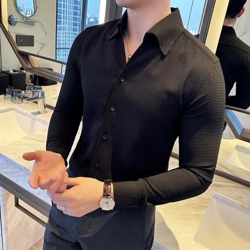 Chemise en coton à manches longues, style chic décontracté