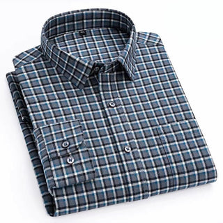 Chemise en coton à microcarreaux et boutons