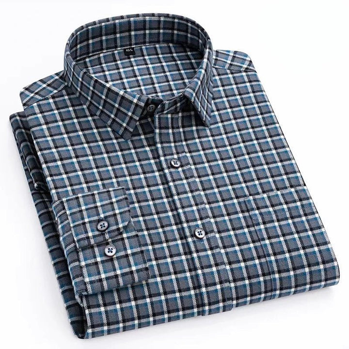 Chemise en coton à microcarreaux et boutons