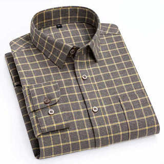 Chemise en coton à microcarreaux et boutons