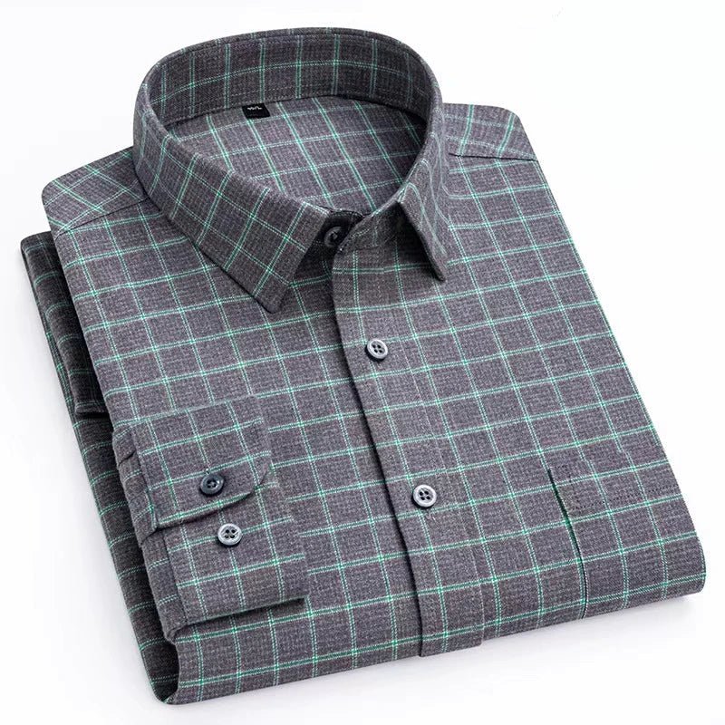 Chemise en coton à microcarreaux et boutons