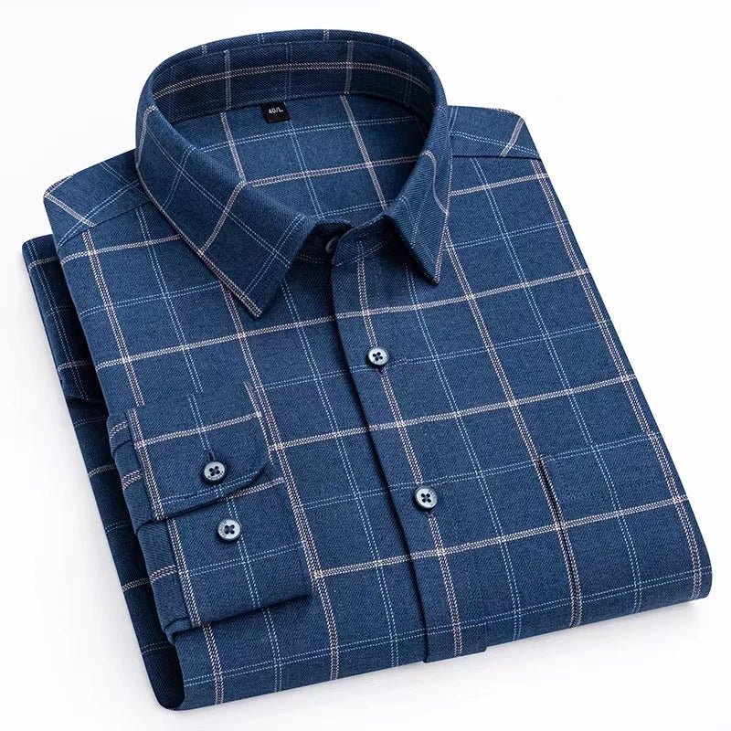 Chemise en coton à microcarreaux et boutons