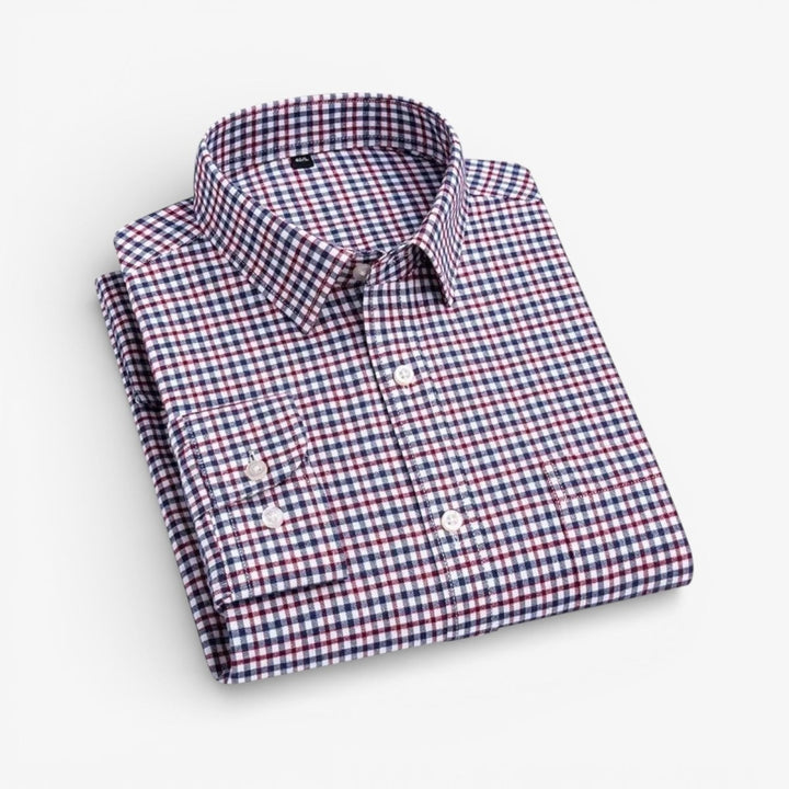 Chemise en coton à microcarreaux et boutons